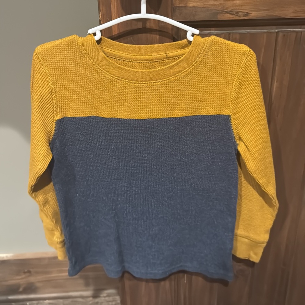 Cat & Jack Mustard and Navy Long Sleeve Tee